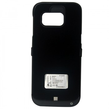 Пластиковый непрозрачный матовый чехол с встроенным аккумулятором 3100 мАч и подставкой для Samsung Galaxy S7  Черный