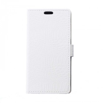 Чехол портмоне подставка текстура Крокодил на силиконовой основе на магнитной защелке для LG X Style  Белый