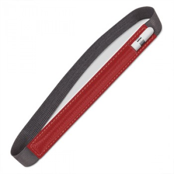 Кожаный мешок (нат. кожа) для Apple Pencil на регулируемом резиновом поясе Красный