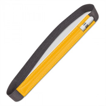 Кожаный мешок (нат. кожа) для Apple Pencil на регулируемом резиновом поясе Желтый