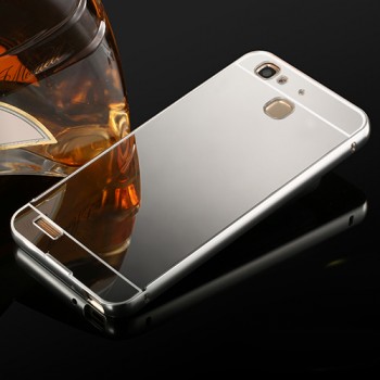 Двухкомпонентный чехол c металлическим бампером с поликарбонатной накладкой и зеркальным покрытием для Huawei GR3 Белый