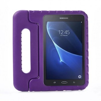 Ударостойкий детский силиконовый матовый гиппоаллергенный непрозрачный чехол с встроенной ножкой-подставкой для Samsung Galaxy Tab A 7 (2016)  Фиолетовый