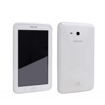 Силиконовый матовый полупрозрачный чехол с дизайнерской текстурой X для Samsung Galaxy Tab A 7 (2016) Белый