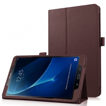 Чехол книжка подставка с рамочной защитой экрана и крепежом для стилуса для Samsung Galaxy Tab A 10.1 (2016) Коричневый