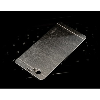 Пластиковый непрозрачный матовый чехол с текстурным покрытием Металл для Sony Xperia Z1 Compact Серый