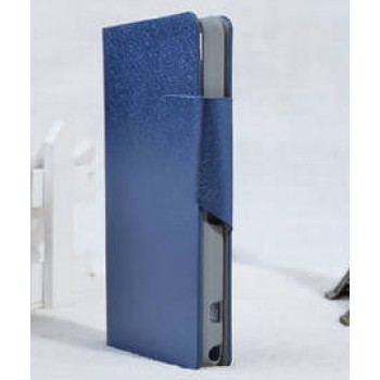 Чехол горизонтальная книжка подставка на пластиковой основе с отсеком для карт на магнитной защелке текстура Золото для Sony Xperia Z1 Compact Синий