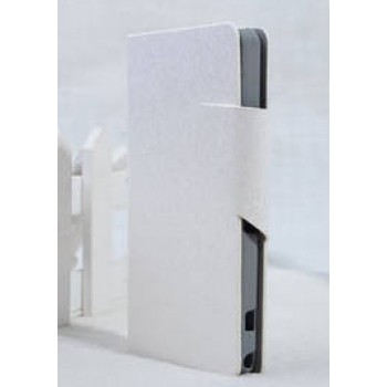 Чехол горизонтальная книжка подставка на пластиковой основе с отсеком для карт на магнитной защелке текстура Золото для Sony Xperia Z1 Compact Белый