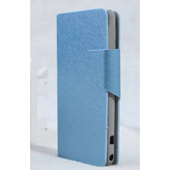 Чехол горизонтальная книжка подставка на пластиковой основе с отсеком для карт на магнитной защелке текстура Золото для Sony Xperia Z1 Compact Голубой