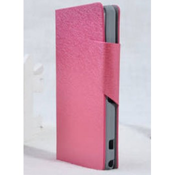 Чехол горизонтальная книжка подставка на пластиковой основе с отсеком для карт на магнитной защелке текстура Золото для Sony Xperia Z1 Compact Розовый