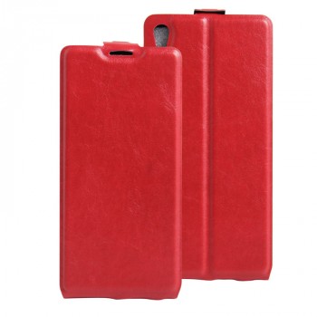 Чехол вертикальная книжка на силиконовой основе с отсеком для карт на магнитной защелке для Sony Xperia XA Ultra Красный