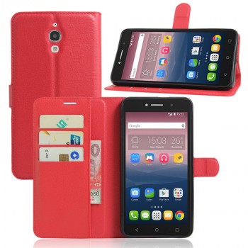 Чехол портмоне подставка на силиконовой основе на магнитной защелке для Alcatel One Touch Pixi 4 (6) Красный