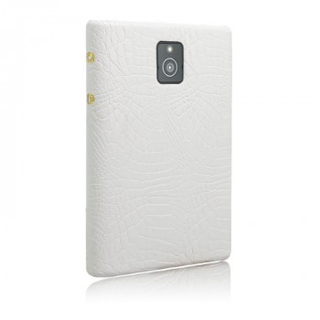 Чехол задняя накладка для Blackberry Passport с текстурой кожи крокодила Белый