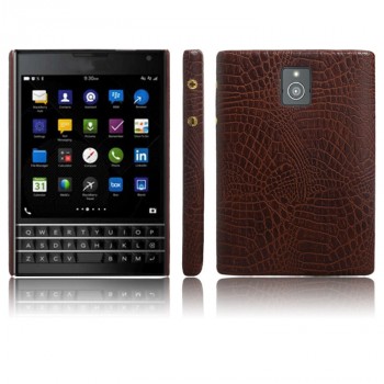 Чехол задняя накладка для Blackberry Passport с текстурой кожи крокодила Коричневый