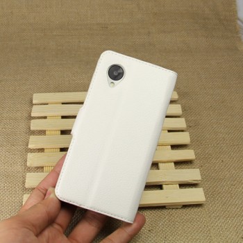Чехол портмоне подставка на магнитной защелке и отсеком для карт для Google LG Nexus 5 Белый