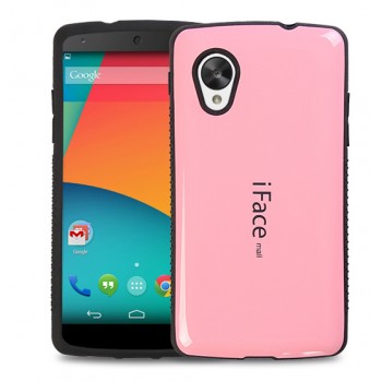Силиконовый глянцевый непрозрачный чехол для Google LG Nexus 5 Розовый