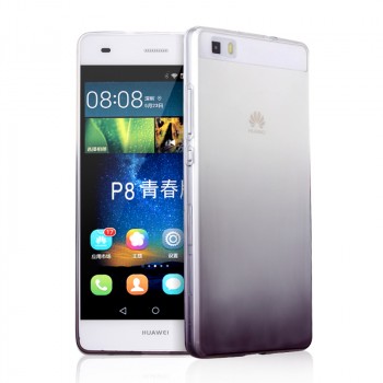 Силиконовый матовый полупрозрачный градиентный чехол для Huawei P8 Lite  Серый