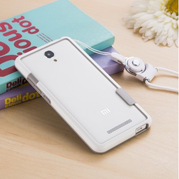 Силиконовый матовый полупрозрачный дизайнерский фигурный чехол для Xiaomi RedMi Note 2  Белый