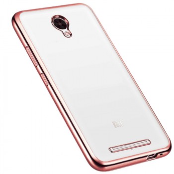 Силиконовый матовый полупрозрачный дизайнерский фигурный чехол с текстурным покрытием Металлик для Xiaomi RedMi Note 2  Розовый