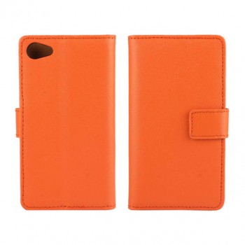 Чехол портмоне подставка на пластиковой основе на магнитной защелке для Sony Xperia Z5 Compact  Оранжевый