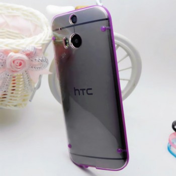 Силиконовый матовый полупрозрачный чехол для HTC One (M8) Фиолетовый