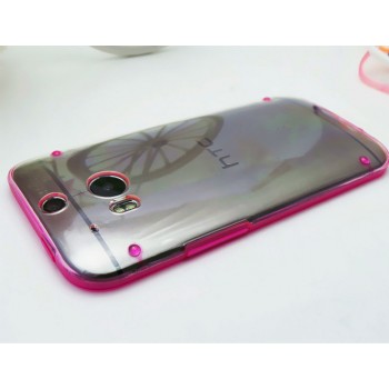 Силиконовый матовый полупрозрачный чехол для HTC One (M8) Розовый