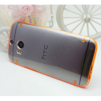 Силиконовый матовый полупрозрачный чехол для HTC One (M8) Оранжевый