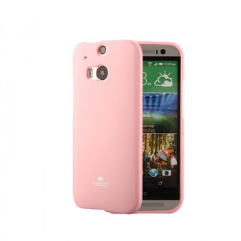 Силиконовый глянцевый непрозрачный чехол для HTC One (M8) Розовый