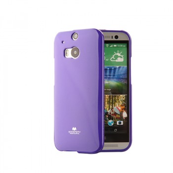 Силиконовый глянцевый непрозрачный чехол для HTC One (M8) Фиолетовый