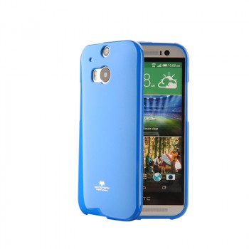 Силиконовый глянцевый непрозрачный чехол для HTC One (M8) Синий