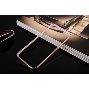 Металлический округлый бампер на пряжке с золотой окантовкой для HTC One (M8) Розовый