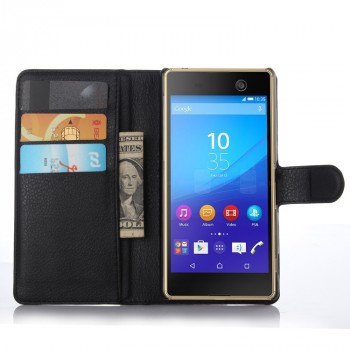Чехол портмоне подставка на магнитной защелке для Sony Xperia M5 Черный
