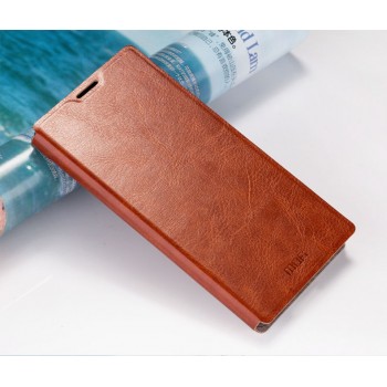 Глянцевый водоотталкивающий чехол горизонтальная книжка подставка на силиконовой основе для Sony Xperia M5 Коричневый