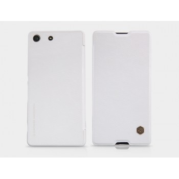 Винтажный чехол горизонтальная книжка на пластиковой основе с текстурным покрытием Кожа для Sony Xperia M5  Белый