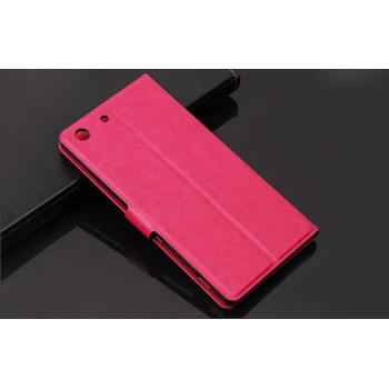 Винтажный чехол горизонтальная книжка подставка отсеком для карт на магнитной защелке для Sony Xperia M5 Розовый