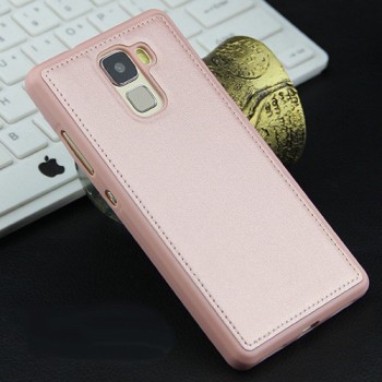 Силиконовый матовый непрозрачный чехол с текстурным покрытием Кожа для Huawei Honor 7  Розовый
