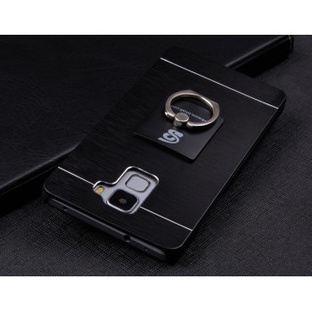Пластиковый непрозрачный матовый чехол с текстурным покрытием Металл для Huawei Honor 7  Черный