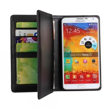Чехол флип подставка на пластиковой основе с отсеком для карт для Samsung Galaxy Note 3 