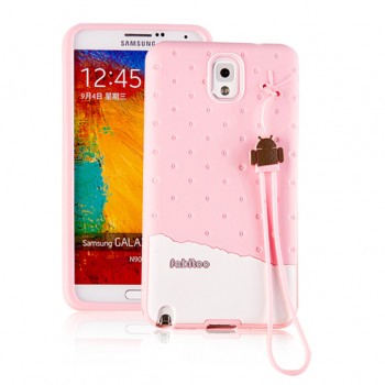 Силиконовый матовый непрозрачный дизайнерский фигурный чехол для Samsung Galaxy Note 3 Розовый