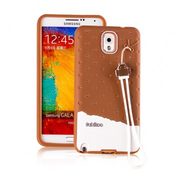 Силиконовый матовый непрозрачный дизайнерский фигурный чехол для Samsung Galaxy Note 3 Коричневый