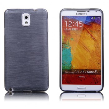 Силиконовый матовый полупрозрачный чехол металлик для Samsung Galaxy Note 3  Черный