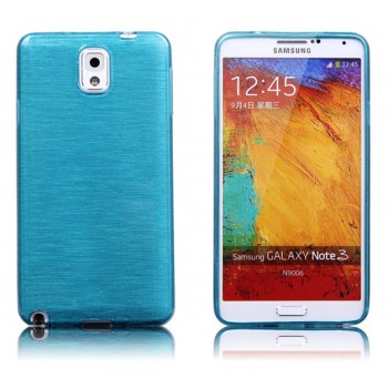 Силиконовый матовый полупрозрачный чехол металлик для Samsung Galaxy Note 3  Синий