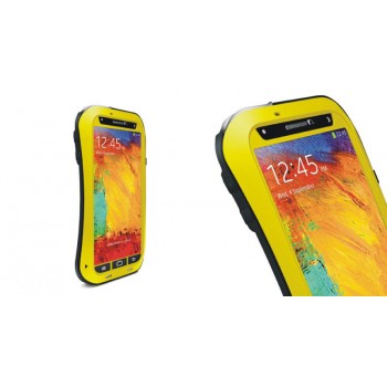 Эксклюзивный многомодульный ультрапротекторный пылевлагозащищенный ударостойкий нескользящий чехол алюминиево-цинковый сплав/силиконовый полимер с закаленным защитным стеклом для Samsung Galaxy Note 3 Желтый