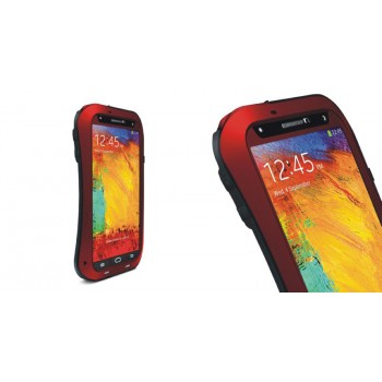 Эксклюзивный многомодульный ультрапротекторный пылевлагозащищенный ударостойкий нескользящий чехол алюминиево-цинковый сплав/силиконовый полимер с закаленным защитным стеклом для Samsung Galaxy Note 3 Красный