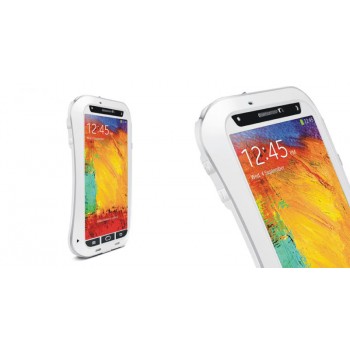 Эксклюзивный многомодульный ультрапротекторный пылевлагозащищенный ударостойкий нескользящий чехол алюминиево-цинковый сплав/силиконовый полимер с закаленным защитным стеклом для Samsung Galaxy Note 3 Белый