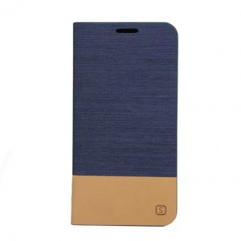 Текстурный чехол флип подставка на силиконовой основе с отделением для карт для Samsung Galaxy S6 Edge Plus Синий