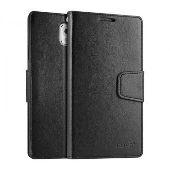 Чехол портмоне подставка на силиконовой основе на магнитной защелке для Samsung Galaxy Note 3  Черный