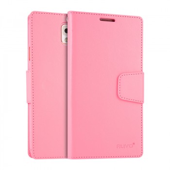 Чехол портмоне подставка на силиконовой основе на магнитной защелке для Samsung Galaxy Note 3  Розовый