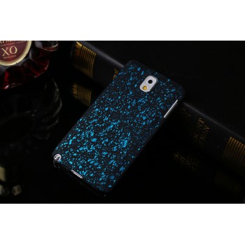 Пластиковый непрозрачный матовый чехол с голографическим принтом Звезды для Samsung Galaxy Note 3  Голубой