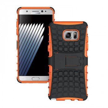 Экстрим противоударный чехол для Samsung Galaxy Note 7 с подставкой и текстурой шины Оранжевый