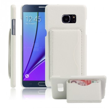 Чехол накладка текстурная отделка Кожа с отсеком для карт и функцией подставки для Samsung Galaxy Note 7  Белый